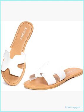 Comfortable Dressy Leather Flat Sandals Summer Slides